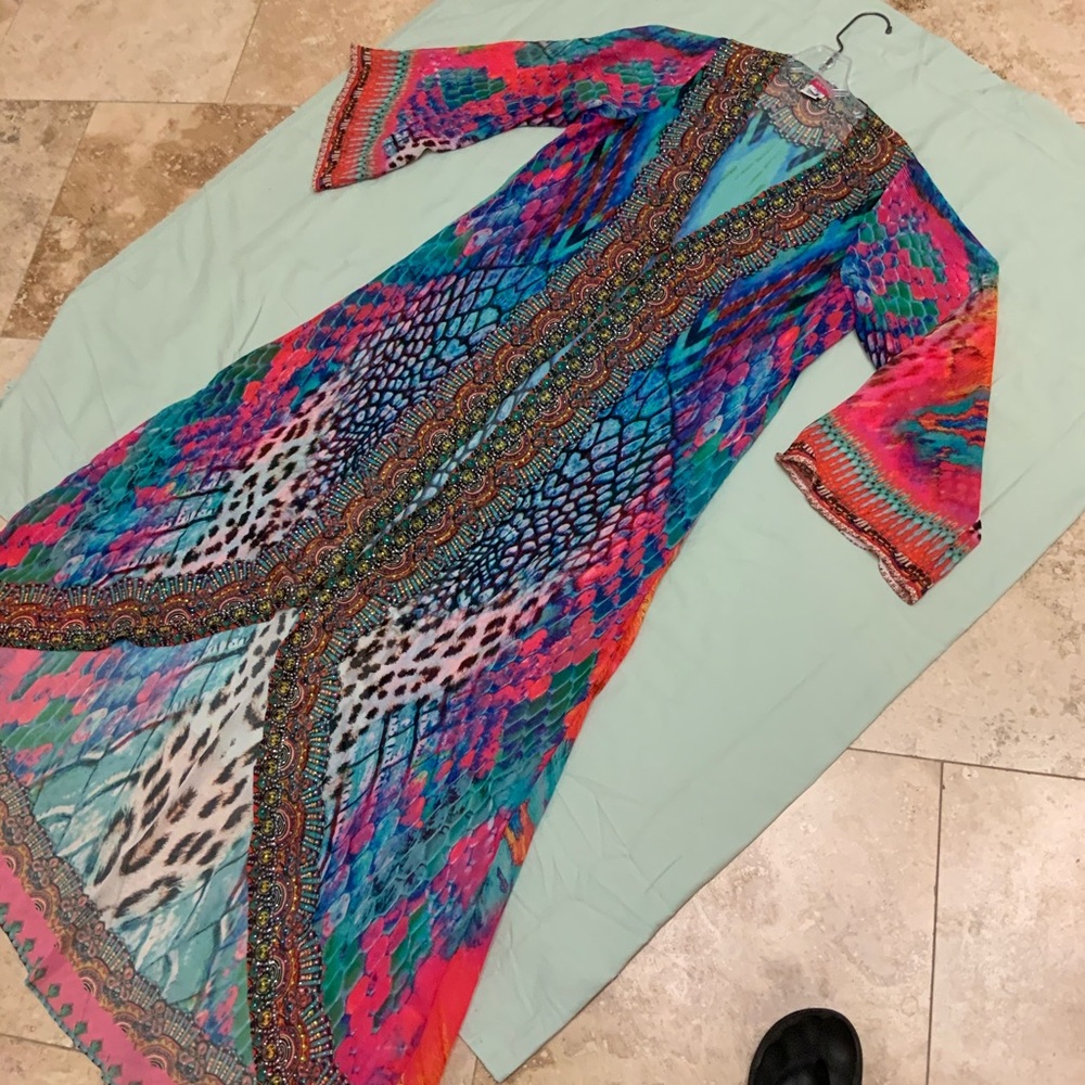NWOT stunning caftan with beaded detail